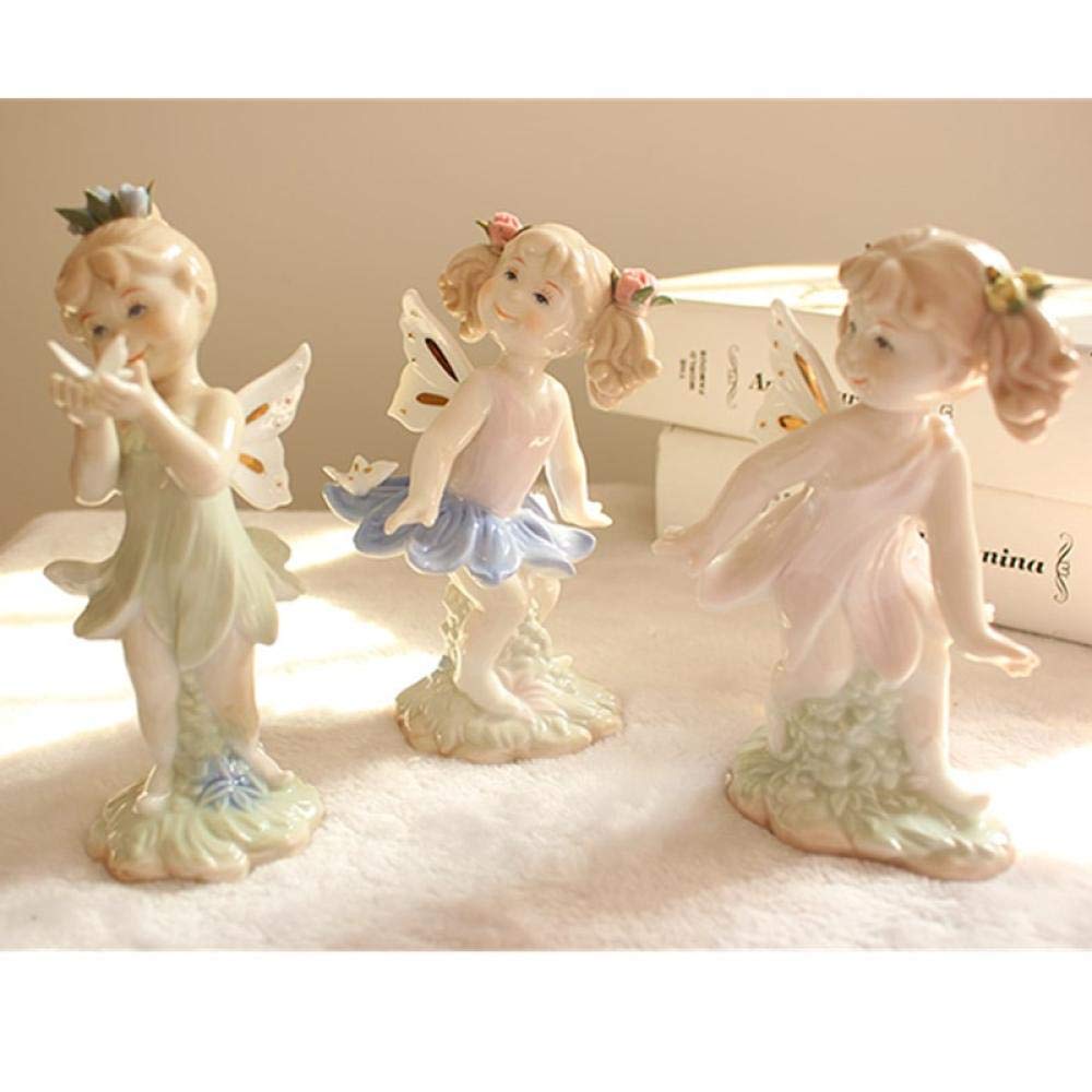 Popiersia Mały Aniołek Figurka Ceramiczna Śliczne Lalki Kobieca Statua Dekoracja Prezent I Ozdoba Do rękodzieła Akcesoria -Wielokolorowe_9*14Cm