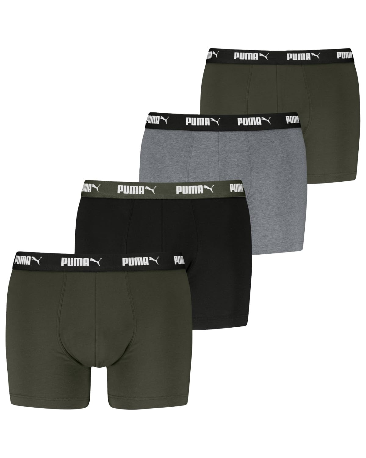 PUMA 4 x Mens Boxer Shorts Green Combo Large