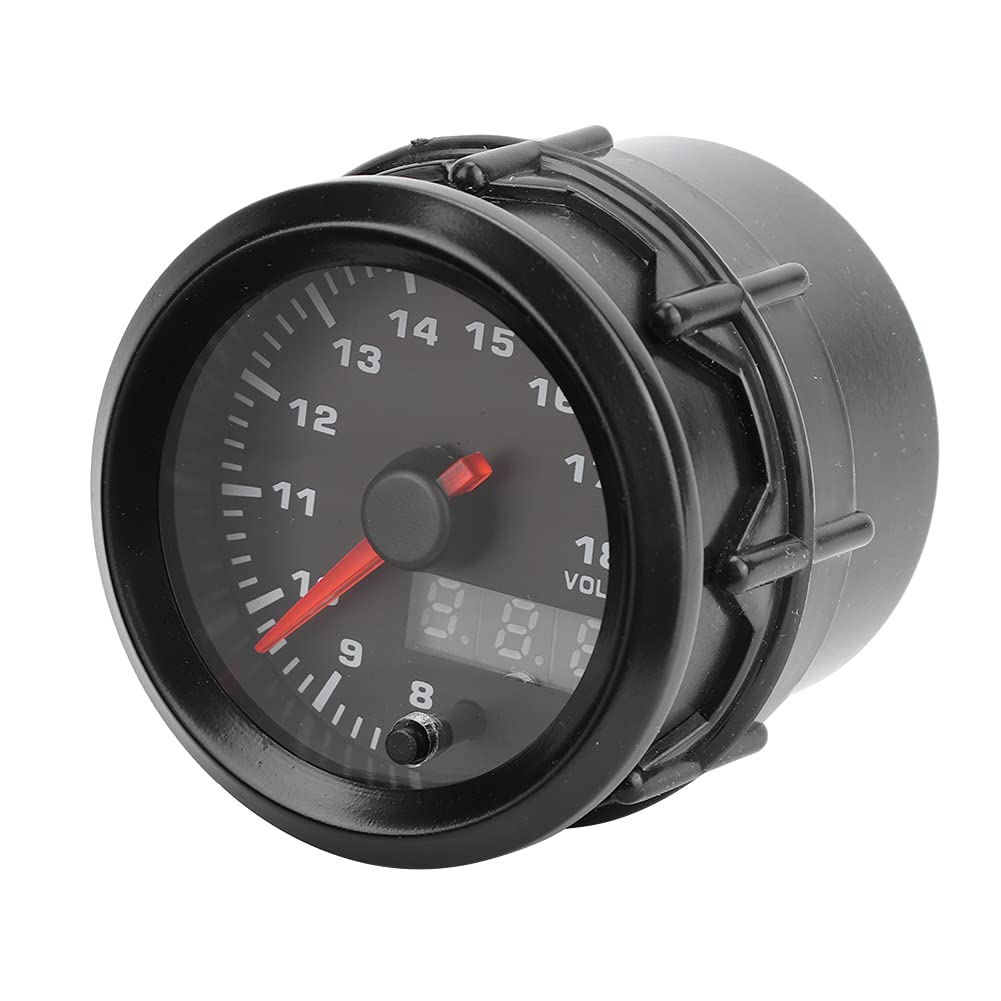 Voltmetro Universale per Auto da 52 Mm con Motore Passo-passo, Materiale ABS di qualità, Risposte Rapide per Tutte le Auto a Benzina Modificate, Dimensioni 2 X 1,9", Colore Guscio Nero
