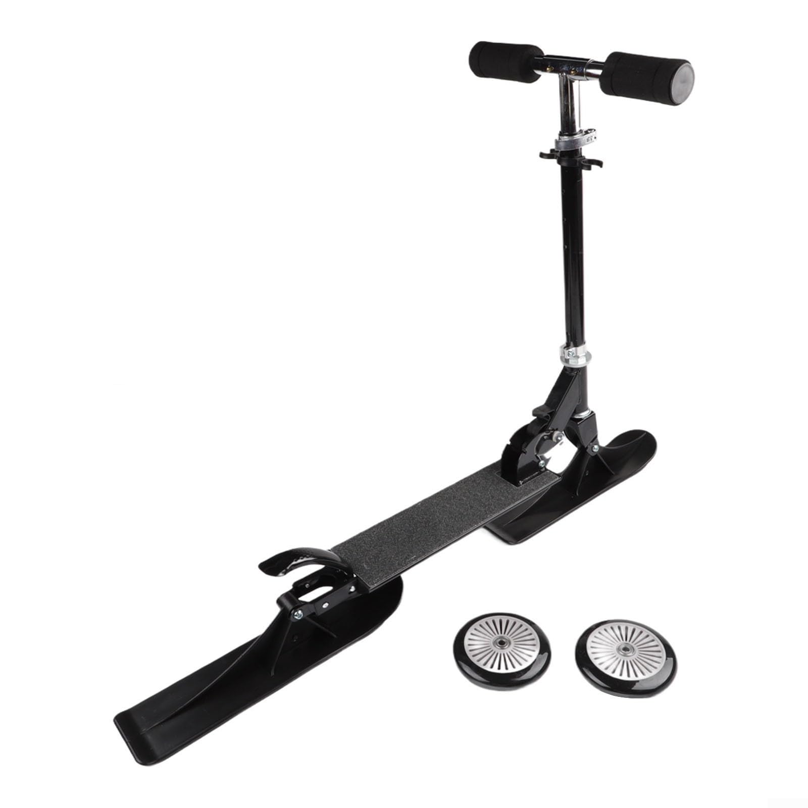 2-in-1 Schneescooter für Kinder und Erwachsene, Dual Use Snowboard und Land Skate mit abriebfestem Eisen PVC Rahmen, Winter Outdoor Sport Schlitten für Schnee und Eis, Schwarz