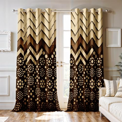 Image of Ultimate Trends Room Darkening Digital Printed Modern Curtain 65-70% Opacity,Diamond Eyelets, Tie Back, Modern Prints, 8 FEET Pack of 1,Taupe