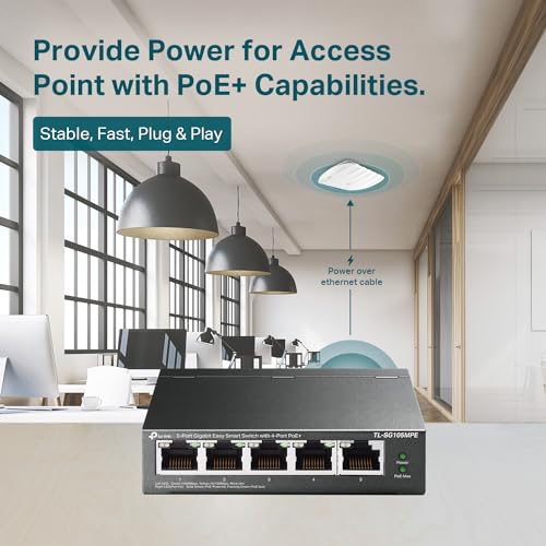 Image of TP-Link TL-SG105MPE | Easy Smart Managed | 4 PoE+ Ports @120W, w / 1 Uplink Gigabit Port | QoS, Vlan, IGMP & LAG | Fanless | PoE Auto Recovery | 3 Year Protection