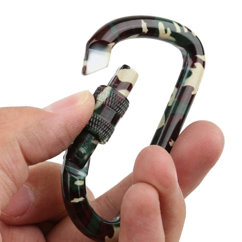 RSPD Green Camouflage Carabiner Outdoor Camping Accessories Screw Locking Carabiner Keychain Aluminium Hiking Travel Kits (B09N46J374) Amazon Price History, Amazon Price Tracker