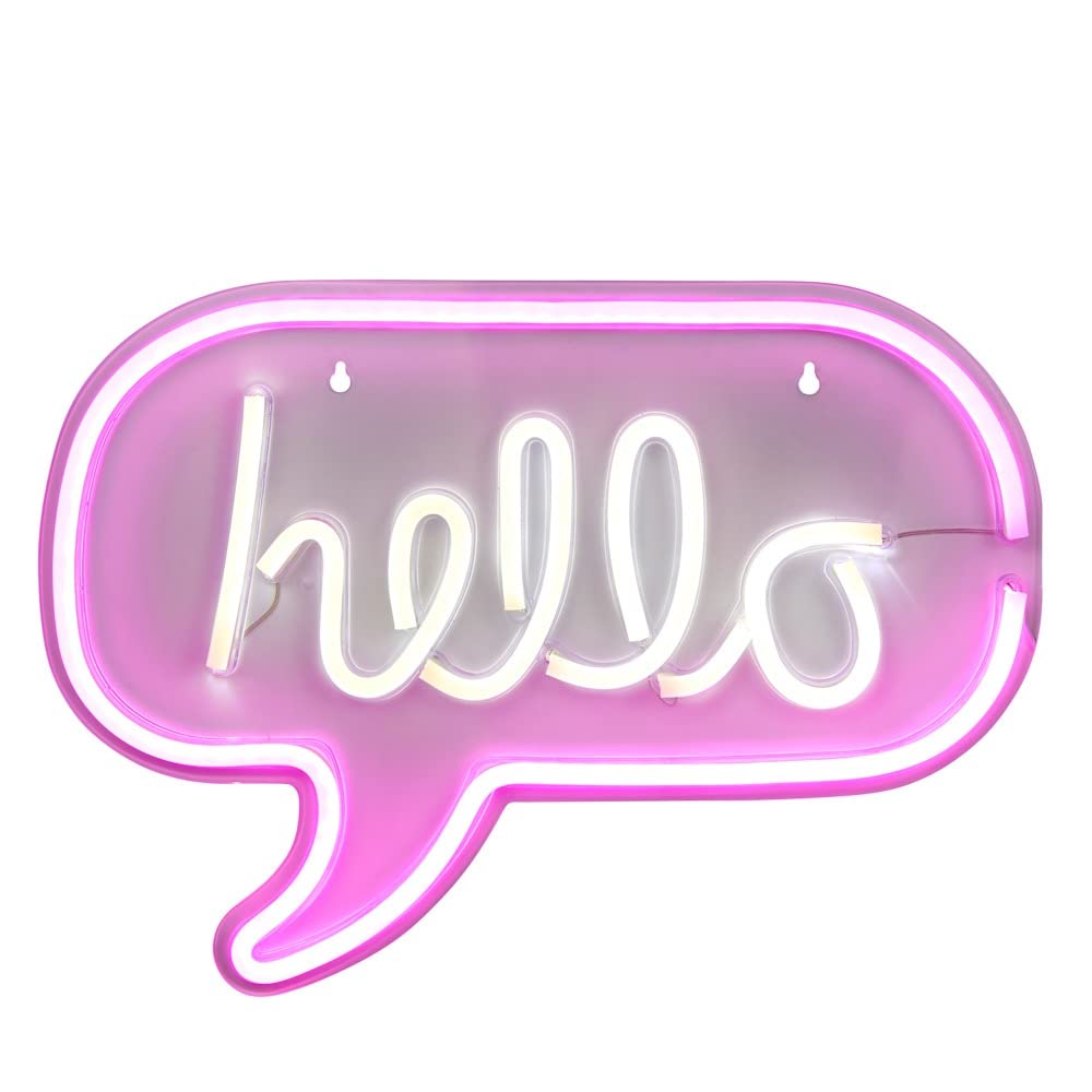 LITECRAFT Glow Hello Wall Light Children's Bedroom 4.32 Watt Neon LED - Pink, White