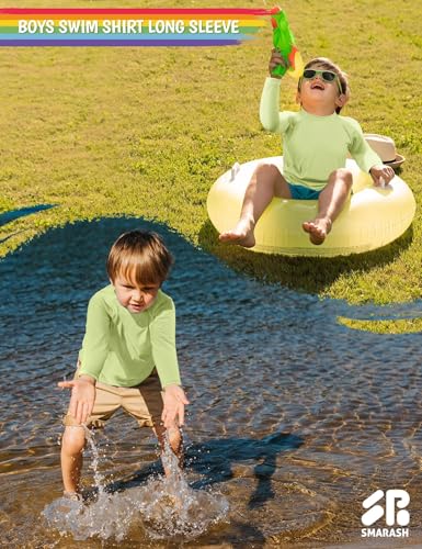 Image of Boys Rash Guard Swim Shirts Long Sleeve UPF 50+ Swimwear Toddler Kids Sun Protection SPF Water Surfing Swimming Shirts 0-16Y