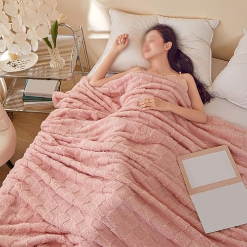 Homeponnew Manta de felpa suave a cuadros, 100 x 150 cm, ligera y portátil, manta de forro polar para sofá, viajes y regalos para mujeres, cumpleaños, Navidad, polvo de jade de 100 x 150 cm