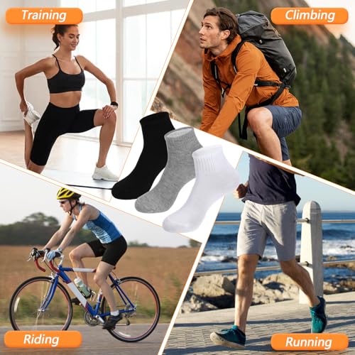 48 Pairs Mens Quarter Ankle Socks Athletic Cotton Crew Sock for Men Running (Black, White, Gray)4