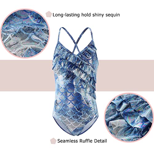 Image of Girls One Piece Swimsuits Hawaiian Ruffle Swimwear Beach Bathing Suit for Summer Vacation
