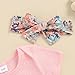 Baby Girl Clothes Summer Letter Short Sleeve Romper Tops Boho Floral Flared Pants Headband Newborn Outfits (Pink, 6-12 Months)