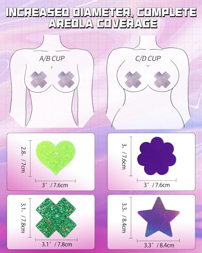 Image of CICKEE Pasties Rave Pack - 15 Pairs Nipple Covers Stickers - Disposable Sticky Breast Petals