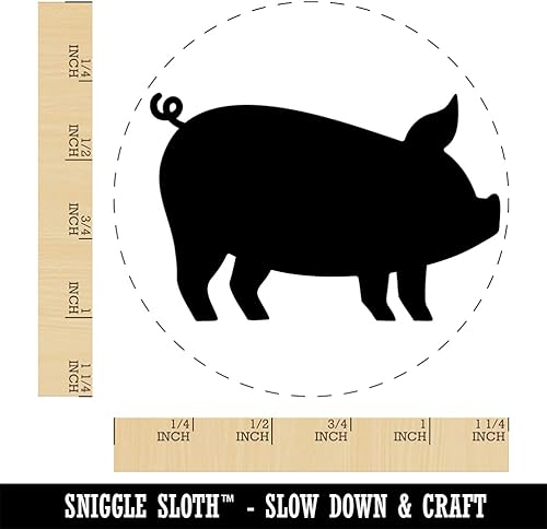 Miniatura 10 de Pig Sideview - Sello de goma de animales de granja para sellar planificadores de manualidades, mini de 12 pulgada