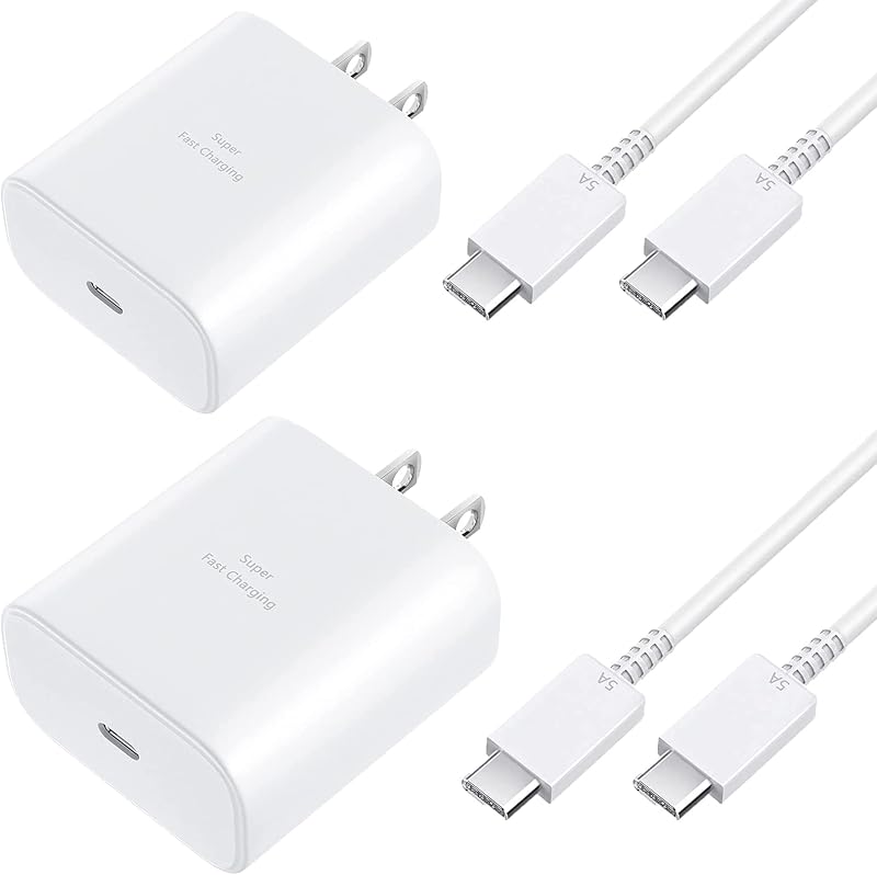 Cargador de pared USB-C súper rápido de 45 W para Samsung Galaxy S26 Ultra/S26/S26 Plus/S26/S25 S24 S23 S22 Ultra/S25 S24 S23 S22 S21 S20/Note 10/20, Tab S8/S7, bloque de cargador PPS de 45 vatios con cable blanco de 6,6 PIES