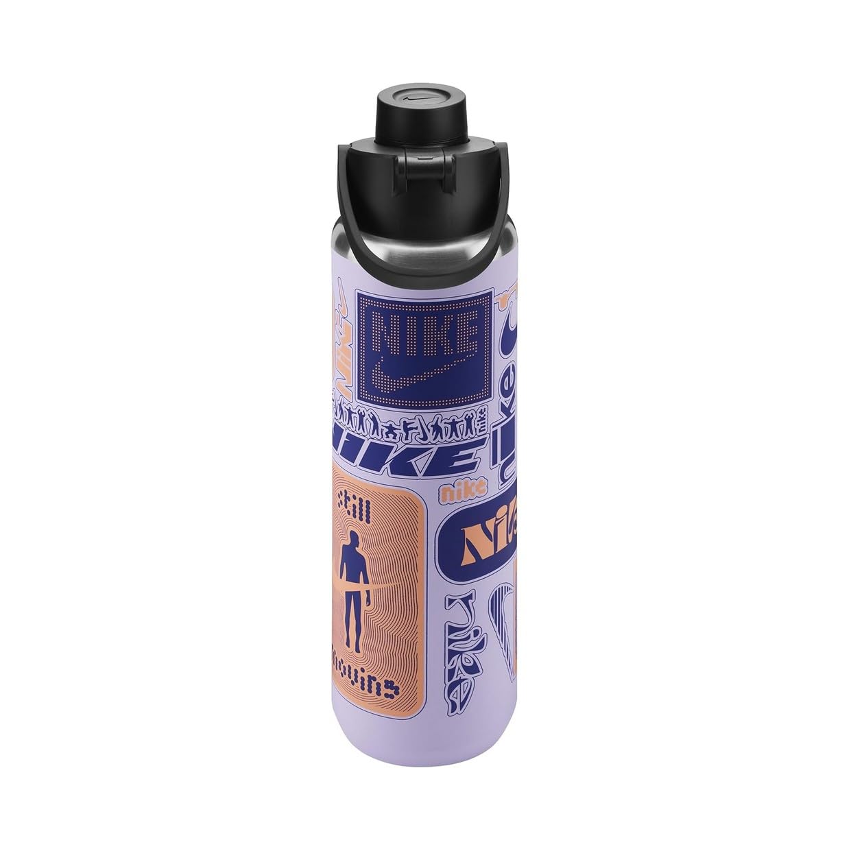 Nike SS Recharge Chug Bottle 24oz 709 ml Edelstahl Trinkflasche Sportflasche Training Graphic, Hydrangeas/Black/Deep Night/Apricot Agate