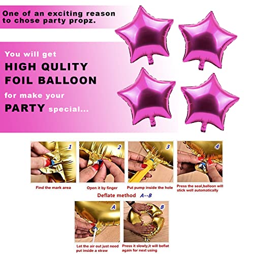 Image of Party Propz 2Nd Birthday Foil, Rubber, Latex Decoration Items For Girls -63Pcs Pink & Gold Decoration-2Nd Birthday Party Decorations, Birthday Decorations Kit For Girls 2Nd Birthday