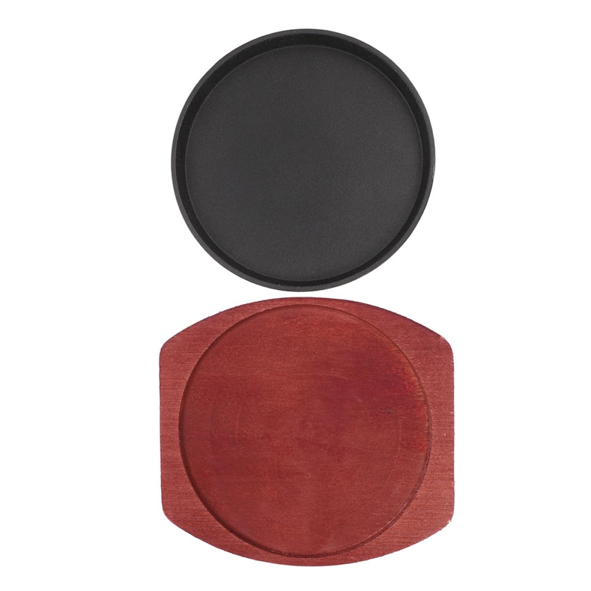 Plaque à steak en fonte avec plateau bois isolant, l'élégance rustique sur votre table