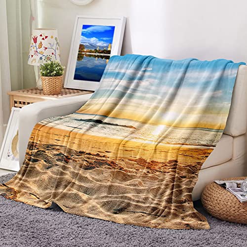 Plaid Chaude en Flannel KnSam Couverture Douce Déco Plage pour Soirée Cocooning Salon
