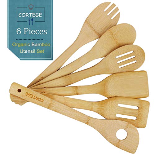 Utensil Set Bamboo Cooking Spoons Set of 6 Bamboo Kitchen Tools