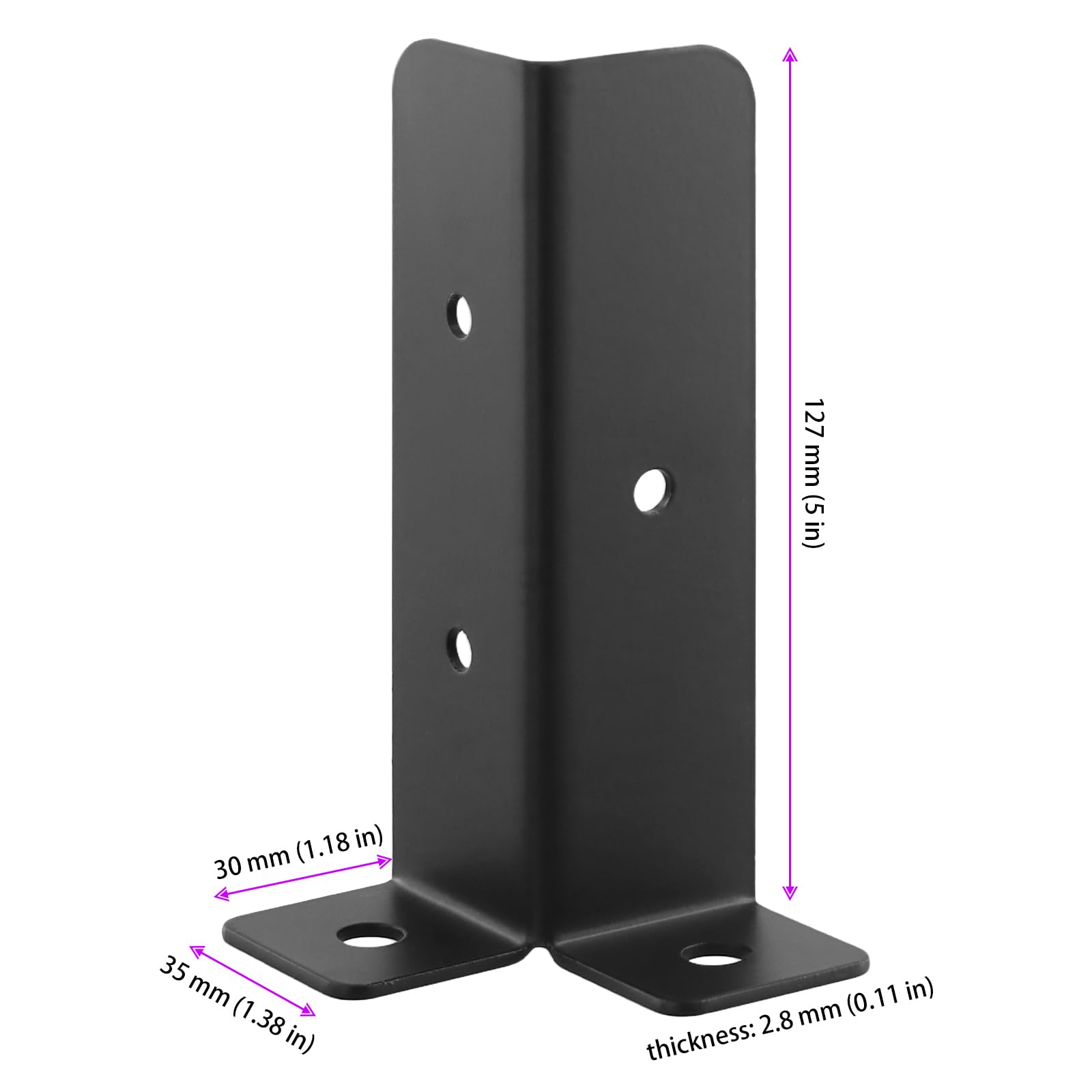 SEUNMUK 8 PCS Adjustable Fence Post Brackets, Fence Post Repair Support Holders, Wood Post Fence Support Bases for Fixing Fence Post, 35x30x127mm - Image 2