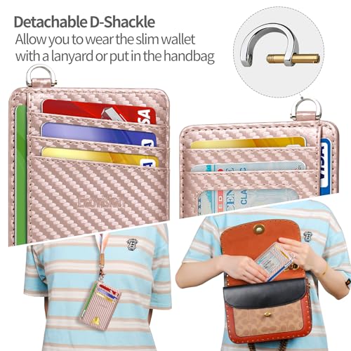 Image of Slim Minimalist Front Pocket Wallet, RFID Blocking Credit Card Holder Wallet with Detachable D-Shackle for Men Women