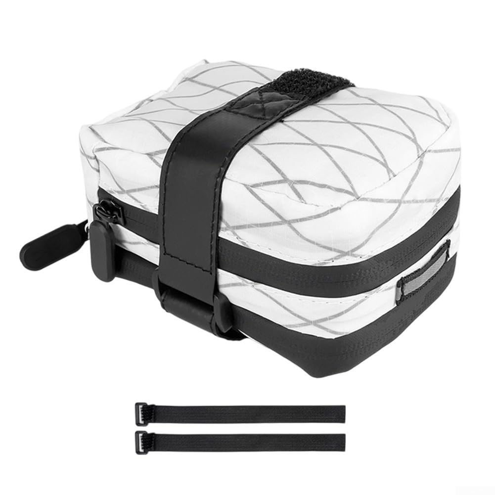 FACULX Bicycle Saddle Bag, Dual-Use with Bottle Holder Strap,(White)