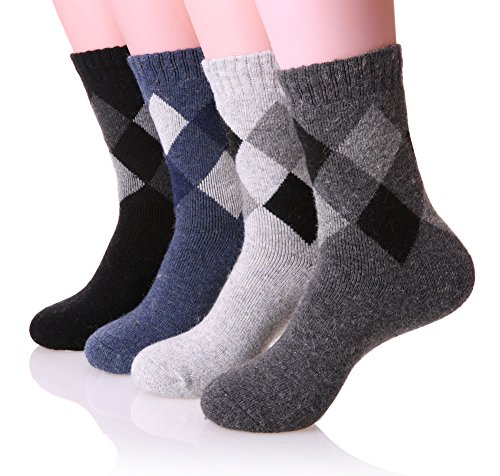 EBMORE Merino Wool Socks for Men Winter Thermal Warm Thick Hiking Boot Heavy Valentines Day Gifts for Him Stocking Stuffers Soft Cozy Socks for Cold Weather 5 Pack(Argyle)