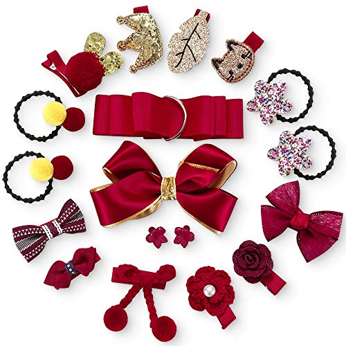 Girls Hair Scrunchies Kit 9 Pack - Baby Hair Clip Ties Bows Set