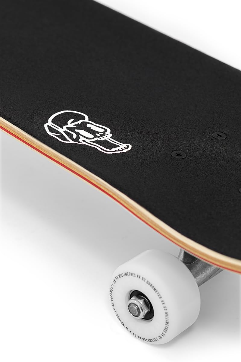 Enuff Lucky Cat Complete Skateboard - 7-warstwowy klonowy pokład i komponenty premium: Decade Pro Trucks, koła 53 mm XX, łożyska ABEC-9, taśma z uchwytem ikony czaszki