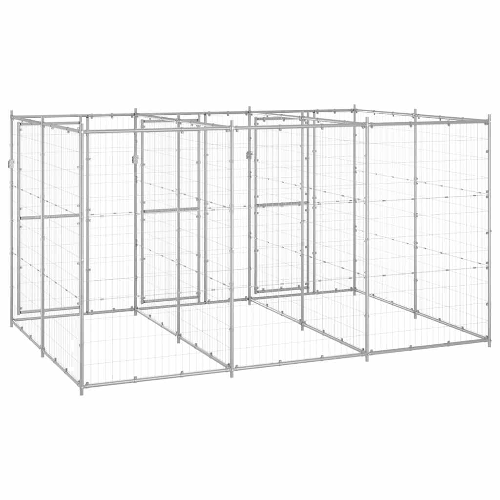 vidaXL Chenil Extérieur Acier Galvanisé 7,26 m² Enclos Niche Cage pour Chiens