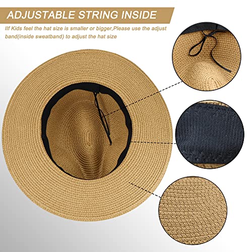 Boys Girls Youth Teens Wide Brim Floppy Sun Hat Straw Hat Fedora Beach Hat2