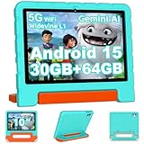 2025 Kids Tablet 10 inch Android 15 Tablets for Kid Octa-Core, 30GB+64GB (TF 1TB), Toddler Tablet with Shockproof Case, 5G WiFi, Parental Control, Widevine L1, Gemini AI, Split Screen, BT5.0-Green