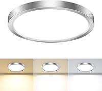 Vista 17 de Lámparas de techo de montaje empotrado, 3000K-4000K-6500K y 100W equivalentes a luces LED planas para techo de habitación, luces de techo redondas