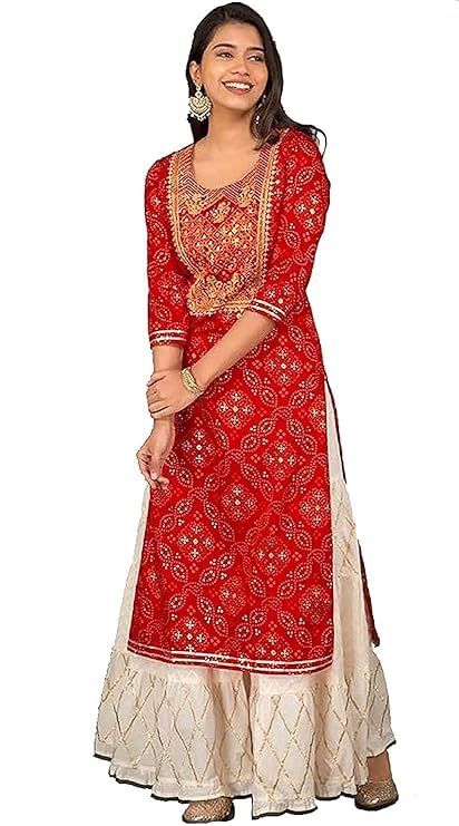 Image of PK HUB Women's Rayon Straight Kurti with Palazzo