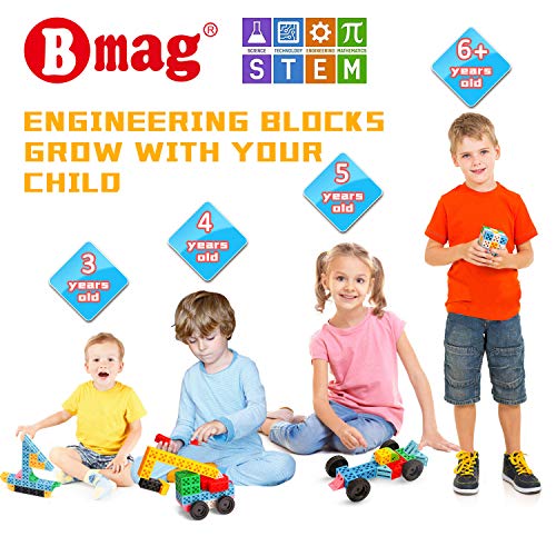 BMAG Building Blocks Tiles, Colorful Stacking Cubes,Connecting Manipulative Linking Fraction Building Set for Sorting and Counting Math STEM Construction Toy for 3 4 5 6 7 8 9 10 Years Old Kids