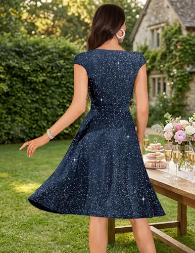 Image of DRESSTELLS Women's Cocktail Dresses, Formal Wedding Guest Modest Church Vintage Tea Party Midi Evening Dress