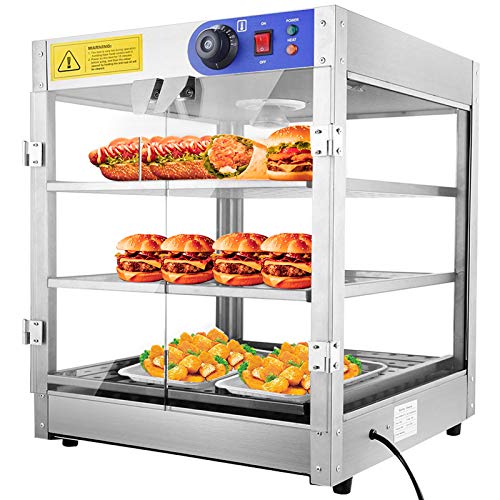 3Tier Food Pastry Pizza Warmer Countertop Commercial Display Case See