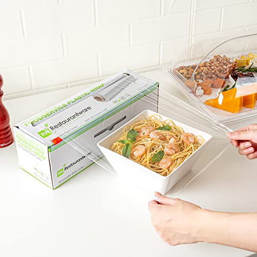 Restaurantware Cling Wrap 2 Roll Of 12\" x 2000\' Plastic Food Wrap With Slide Cutter, Clear, Micorwavable, Freezer-safe, For Food Prep, Commercial and Home Kitchens