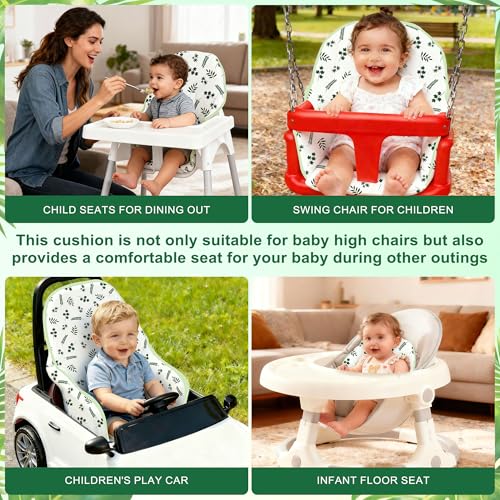 Image of for IKEA High Chair Cushion, with High Chair Pocket Pouch (Leaf) | For Antilop Cushion, For IKEA Antilop Highchair, Cotton Soft, Baby Sitting More Comfortable