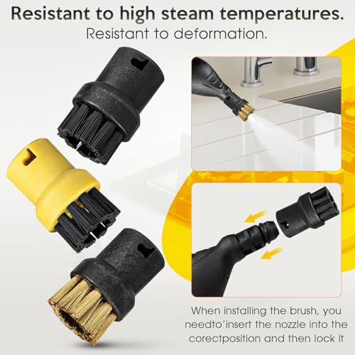 10 Stück für Kärcher Dampfreiniger Zubehör SC1 SC2 SC3 SC4 SC5, Dampfreiniger Bürste Set inkl Verlängerte Düse, Gebogene Düse, Kleine Rundbürste, Handdüse Microfiber Cloth, für Küchenmöbel Boden