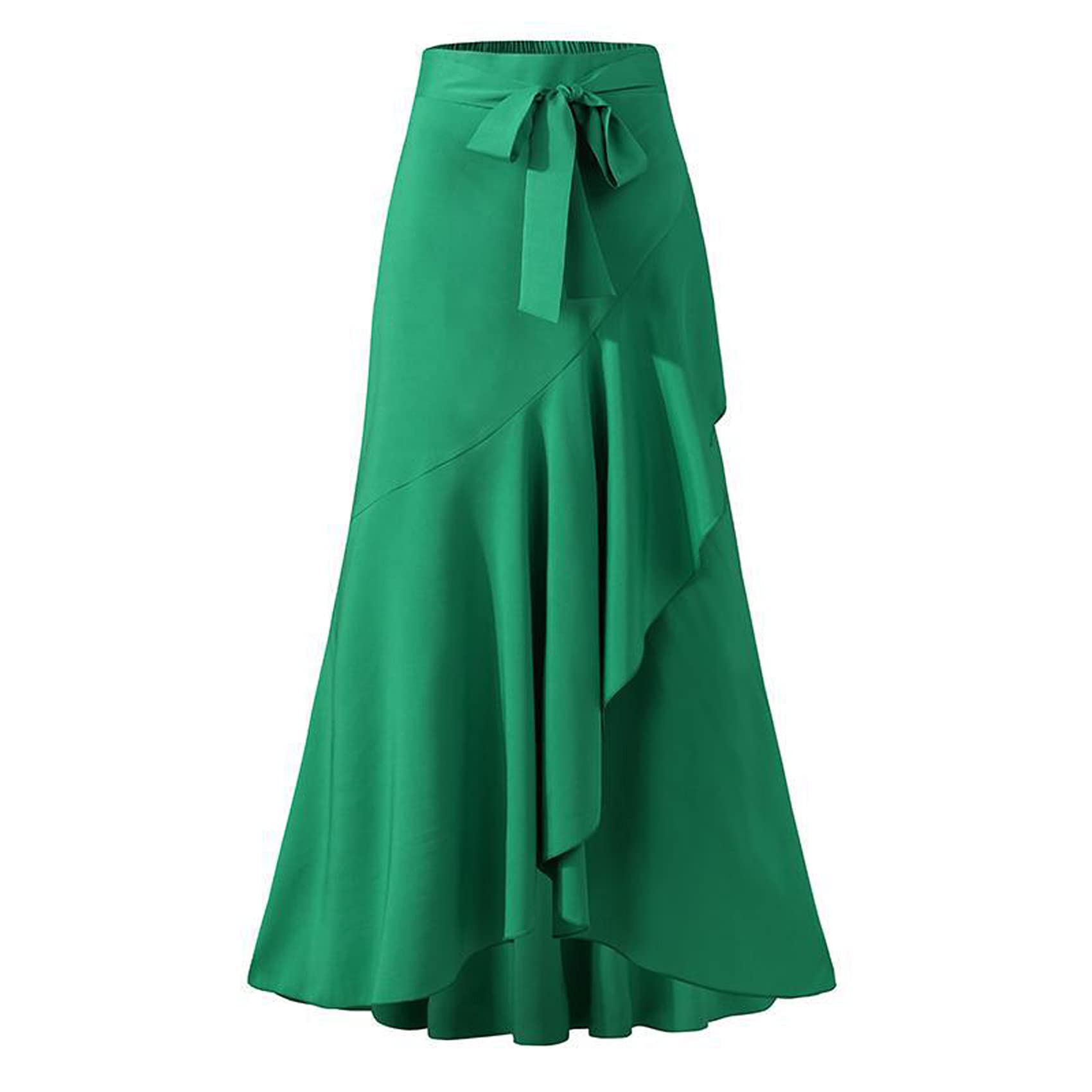 LaiYuTing Falda Larga Elegante De Verano para Mujer, Faldas De Cola De Pez con CinturóN Y Cintura Alta, Falda De Fiesta con Volantes Sueltos Informales para Mujer