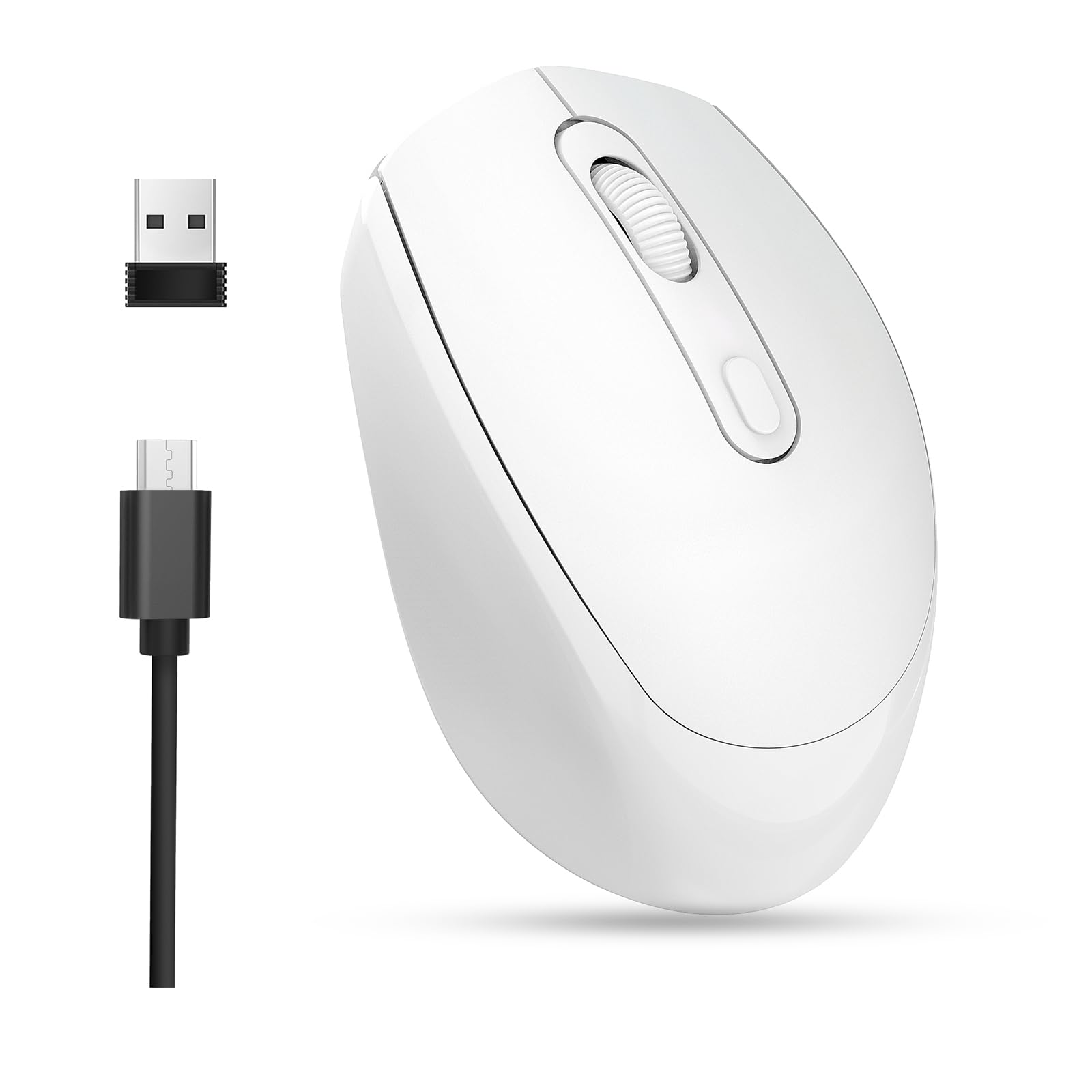 Wireless Mouse, Dual Mode 2.4G/BT5.1 Gaming Mouse, 12000 DPI Rechargeable Computer Mouse, Lightweight 70g, Ergonomic Silent Mice for Laptop/PC/Mac/Tablet (White)