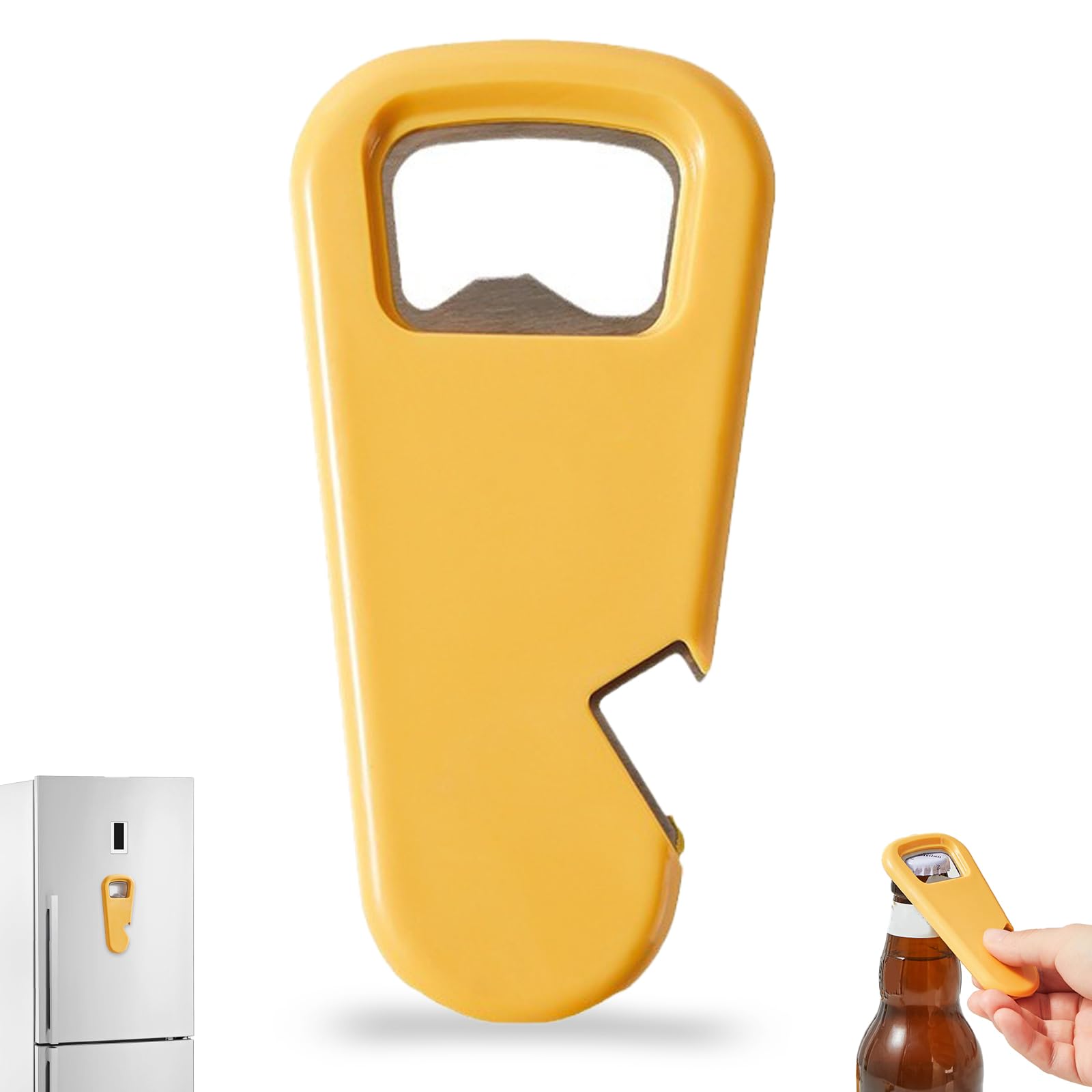 MEGAVOW Ouvreur De Bouteille De Bière, Magnétique Décapsuleur Aimant Frigo Decoratif, Autocollant Magnétique Ouvre-Bouteille De Réfrigérateur, Pour Cuisine Bar, Jaune
