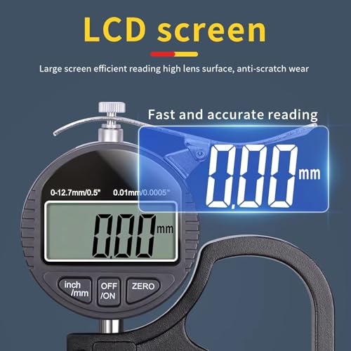 Calibrador de espesores digital, precisión de 0,001 mm, rango de medición de 0-12,7 mm, superficie de medición de aleación de aluminio de φ10 mm, adecuado para materiales planos y tubulares miniatura 2