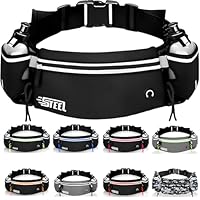 Laufgürtel, Hüfttasche, Sportgürtel mit weicher Flasche, wasserdicht, für Herren und Damen, für Smartphone, iPhone, Samsung Galaxy, bequem, Jogging, Fußball, Wandern (SCHWARZ (News))