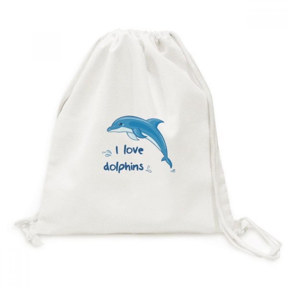 Toile Drawstring Backpack sac de voyage léger à motif dauphin - 5