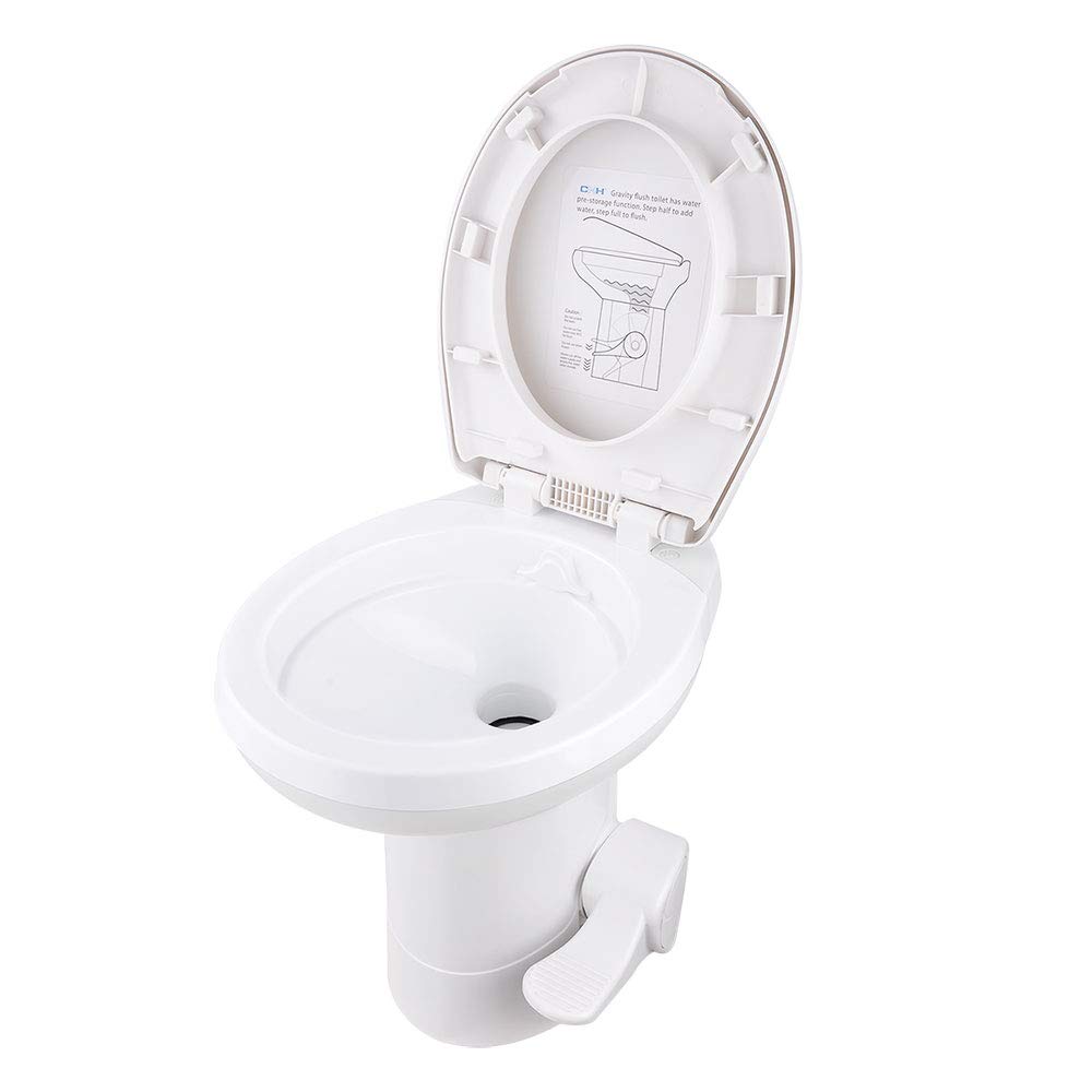 AW Gravity Flush Toilet RV Toilet Foot Pedal Flush HDPE 20" High Profile Motorhome Caravan Travel