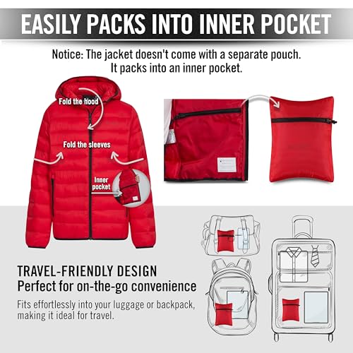 Image of Spyder Boys Puffer Jacket - Lightweight Packable Wind Water Resistant Quilted Boys Winter Coat - Cozy Insulated Winter Jacket