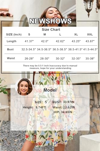 Image of Newshows Womens Summer Short Sleeve Casual Dresses V Neck Floral Vacation Sundress Faux Wrap Midi Dress with Pockets
