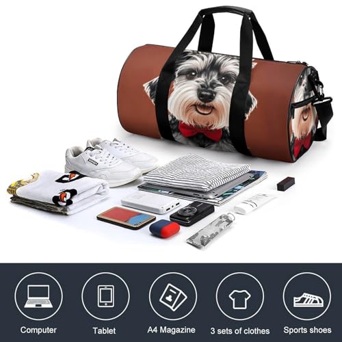 Gym Bags Small Oil Cute Schnauzer Dogs Duffel Bag Overnight Bag with Shoe Compartment Carryon Bag for Men Women4