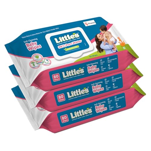 Little's Soft Cleansing Baby Wipes with Lid | 80 Wipes x Pack of ...