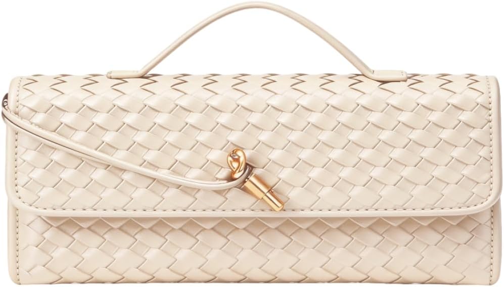 Woven Handbag for Women Fashion Evening Shoulder Bag PU Leather Handmade Clutch Purse Casual Crossbody Bags 2024